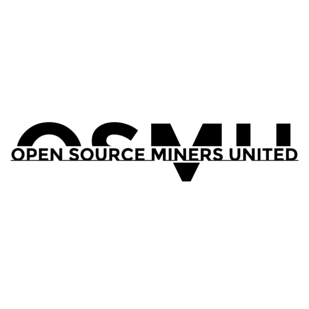 Open Source Miners United (OSMU) logo – bold black modern text with “OPEN SOURCE MINERS UNITED” across stylized initials OSMU, on a white background.