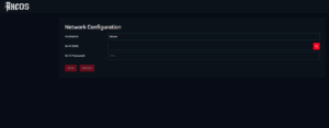 Screenshot of the AxeOS Network Configuration page for Bitaxe, displaying fields for Hostname, Wi-Fi SSID, and Wi-Fi Password, with Save and Restart buttons.