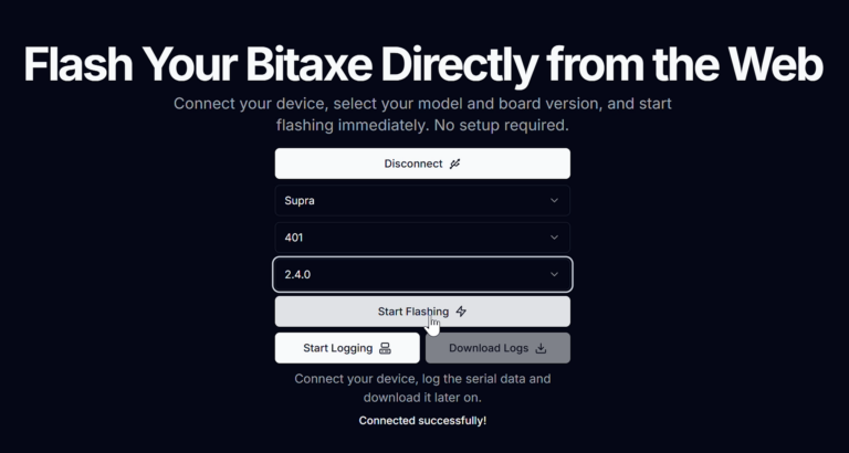 Read more about the article How To Flash Your Bitaxe: Bitaxe Web Flasher.