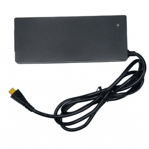 Black 12.4V 10A 124W switching power supply brick with attached XT30 connector cable for powering 12V bitcoin home miners
