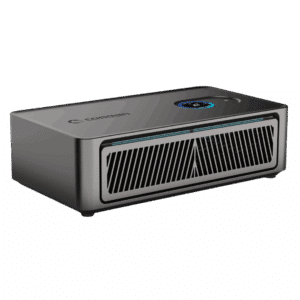 Canaan Avalon Nano 3S desktop Bitcoin solo mining heater with black finish, front slanted vent grille, and blue circular status display.