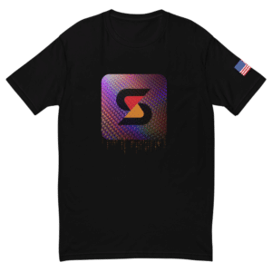 Clean black tee with the Solo Satoshi Block graphic front and center plus an American flag sleeve patch. Easy fit, everyday comfort, built for the street.