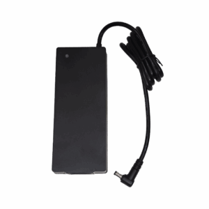 12V 10A 120W switching power supply with 5.5x2.1mm barrel jack, front view