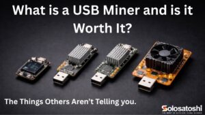 USB Bitcoin mining devices arranged smallest to largest showing ESP32 NerdMiner, USB ASIC stick miners with heatsinks, and open-source ASIC miner with fan and orange PCB for 2026 cost and value comparison guide