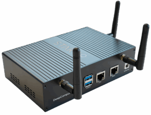 Start9 RISC-V Router with Start9 branding, four external Wi-Fi 6 antennas, WAN and LAN Gigabit Ethernet ports, USB 3.0 port, and DC power input, manufactured by DeepComputing