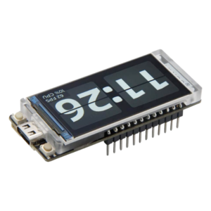LilyGo T-Display S3 H577 replacement screen powered on showing 11:26 clock face, front three-quarter angle view of OEM 1.9-inch color LCD for NerdQaxe, NerdAxe, and Hammer miners