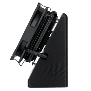 Side view of Bitaxe Naja Duo showing AXP90-X47 heatpipes wrapping the fin stack over both BM1373 chips