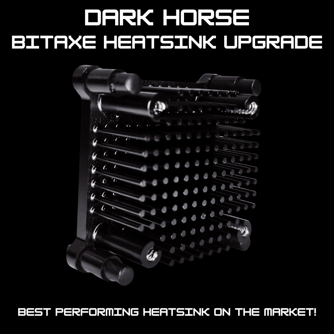 Dark Horse 40mm Bitaxe heatsink upgrade with 137-pin anodized-aluminum cooling matrix