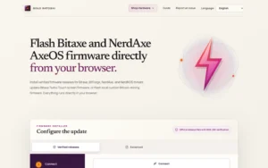 Current Solo Satoshi Web Flasher for verified Bitaxe, BitForge, NerdAxe, and NerdNOS firmware